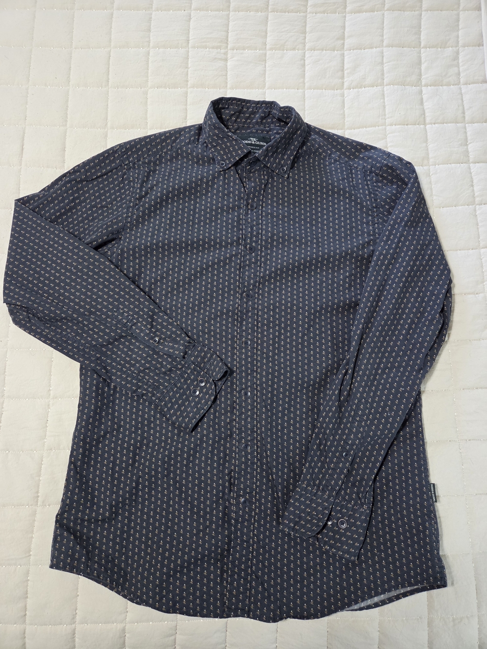 Rodd & Gunn Navy Micro-Pattern Long-Sleeve Button-Down Shirt